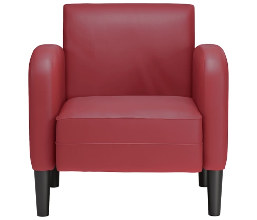 Sillón con reposabrazos color rojo vino 54 cm cuero sintética