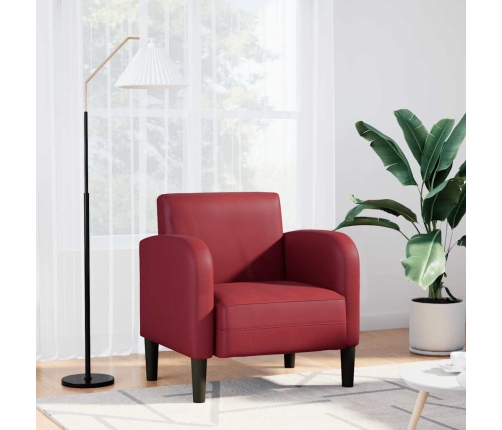 Sillón con reposabrazos color rojo vino 54 cm cuero sintética