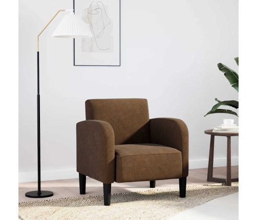 Sillón con reposabrazos marrón 54 cm cuero sintética