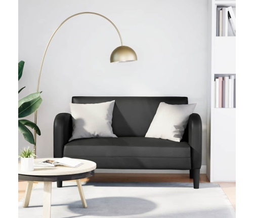 Sofá Loveseat de cuero sintética color negro de 110 cm