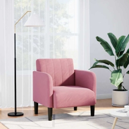 Sillón con reposabrazos terciopelo rosa 54 cm