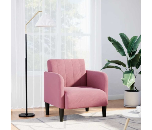 Sillón con reposabrazos terciopelo rosa 54 cm