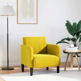 Sillón con reposabrazos terciopelo amarillo 54 cm