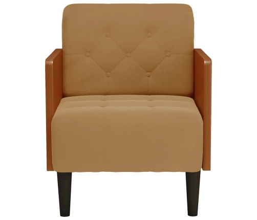 Sillón con reposabrazos de terciopelo marrón 55 cm