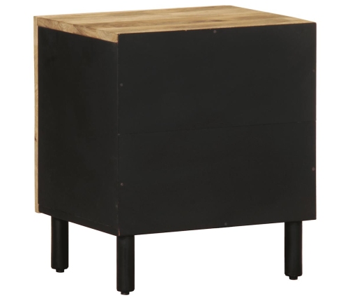 Mesita de noche madera maciza mango rugosa negro 40x33,5x46 cm