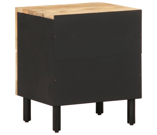 Mesita de noche madera maciza mango rugosa negro 40x33,5x46 cm