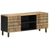 Mueble de TV madera maciza de mango rugosa negro 105x33,5x46 cm