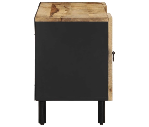 Mueble de TV madera maciza de mango rugosa negro 105x33,5x46 cm