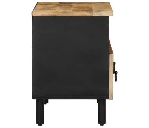 Mueble de TV madera maciza de mango rugosa negro 70x33,5x46 cm