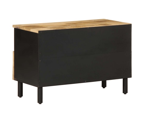 Mueble de TV madera maciza de mango rugosa negro 70x33,5x46 cm