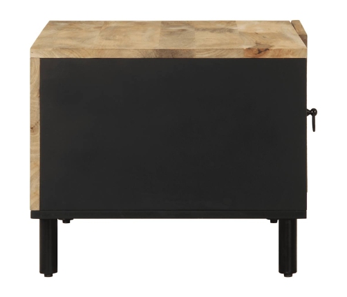 Mesa de centro madera maciza de mango rugosa negro 80x50x40 cm