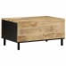 Mesa de centro madera maciza de mango rugosa negro 80x50x40 cm