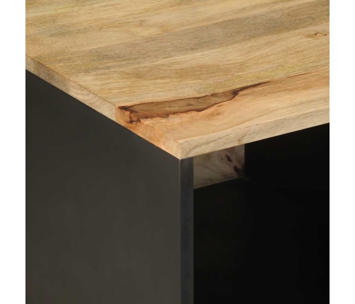 Mesa de centro madera maciza de mango rugosa negro 80x50x40 cm