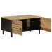 Mesa de centro madera maciza de mango rugosa negro 80x50x40 cm