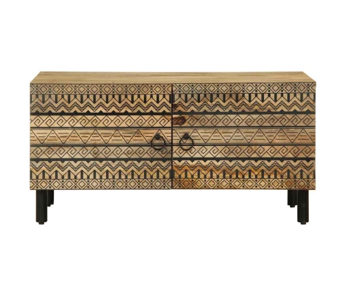 Mesa de centro madera maciza de mango rugosa negro 80x50x40 cm