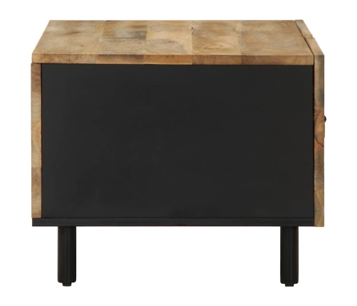 Mesa de centro madera maciza de mango rugosa negro 80x50x40 cm