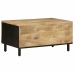 Mesa de centro madera maciza de mango rugosa negro 80x50x40 cm