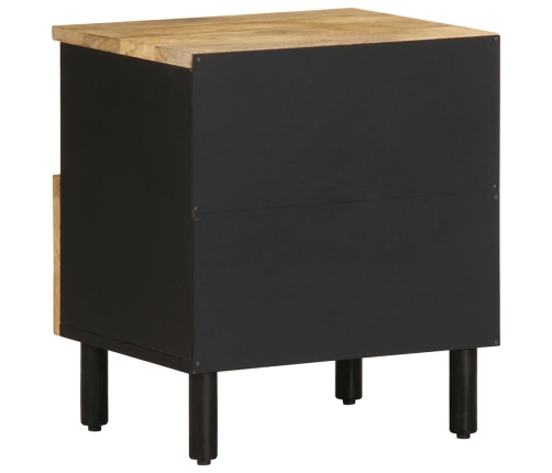 Mesita de noche madera maciza de mango rugosa negro 40x33x46 cm