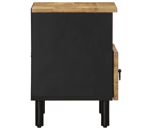 Mesitas de noche 2 uds madera mango rugosa negro 40x33x46 cm