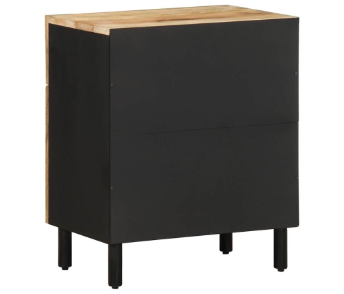 Mesita de noche madera maciza de mango rugosa negro 50x33x60 cm