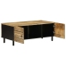 Mesa de centro madera maciza de mango rugosa negro 100x54x40 cm