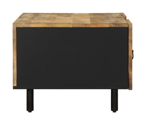 Mesa de centro madera maciza de mango rugosa negro 100x54x40 cm