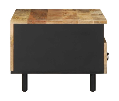 Mesa de centro madera maciza de mango rugosa negro 80x54x40 cm