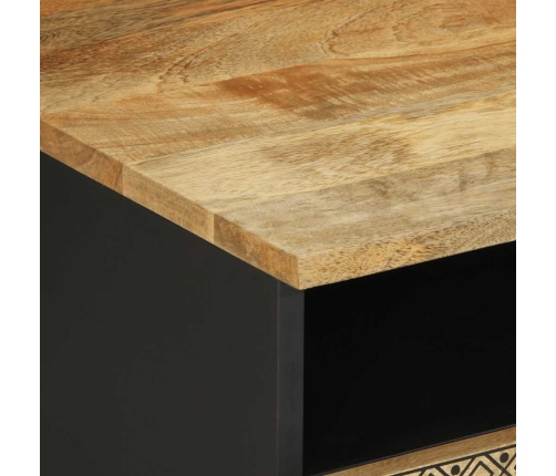 Mesa de centro madera maciza de mango rugosa negro 80x54x40 cm