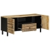 Mueble de TV madera maciza de mango rugosa negro 105x33,5x46 cm