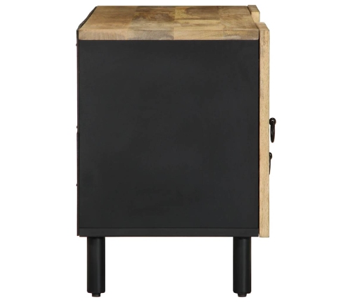 Mueble de TV madera maciza de mango rugosa negro 105x33,5x46 cm