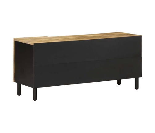 Mueble de TV madera maciza de mango rugosa negro 105x33,5x46 cm