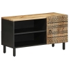 Mueble de TV madera maciza de mango rugosa negro 80x33,5x46 cm