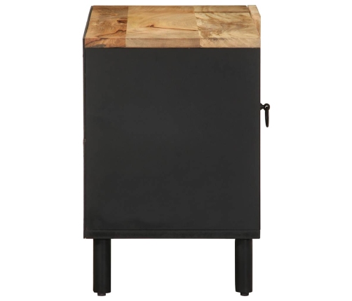 Mueble de TV madera maciza de mango rugosa negro 80x33,5x46 cm