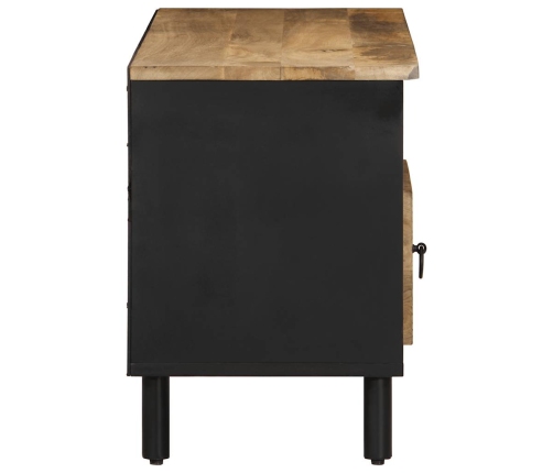 Mueble de TV madera maciza de mango rugosa negro 100x33,5x46 cm