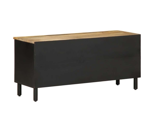 Mueble de TV madera maciza de mango rugosa negro 100x33,5x46 cm