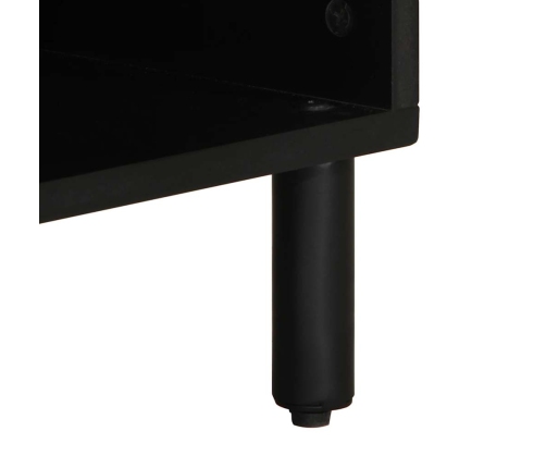 Mueble de TV madera maciza de mango rugosa negro 100x33,5x46 cm