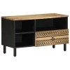 Mueble de TV madera maciza de mango rugosa negro 80x33,5x46 cm