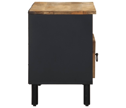 Mueble de TV madera maciza de mango rugosa negro 80x33,5x46 cm