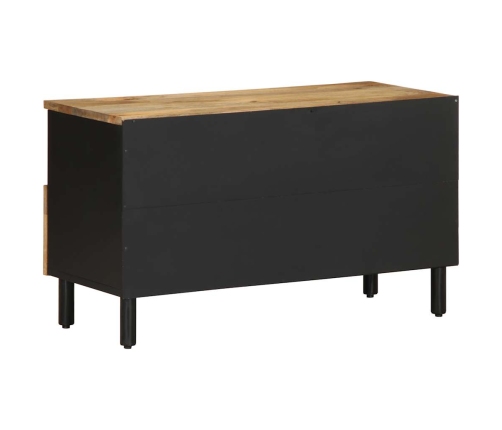 Mueble de TV madera maciza de mango rugosa negro 80x33,5x46 cm