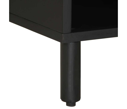 Mueble de TV madera maciza de mango rugosa negro 80x33,5x46 cm