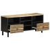 Mueble de TV madera maciza de mango rugosa negro 100x33,5x46 cm