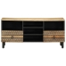 Mueble de TV madera maciza de mango rugosa negro 100x33,5x46 cm