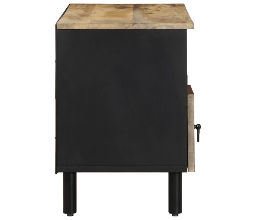 Mueble de TV madera maciza de mango rugosa negro 100x33,5x46 cm