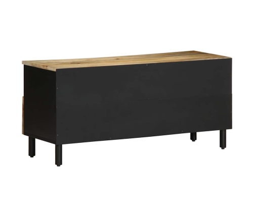 Mueble de TV madera maciza de mango rugosa negro 100x33,5x46 cm