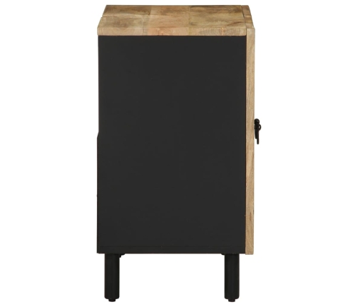 Armario de lavabo de baño madera maciza mango negro 62x33x58 cm