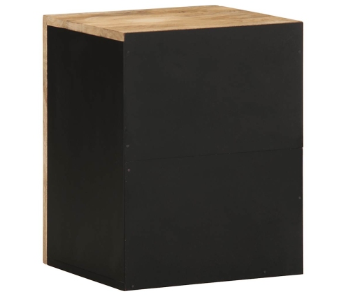 Armario colgante baño madera maciza mango negro 38x33,5x48 cm