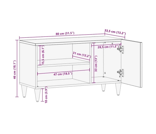 Mueble de TV madera maciza de mango 80x31,5x46 cm