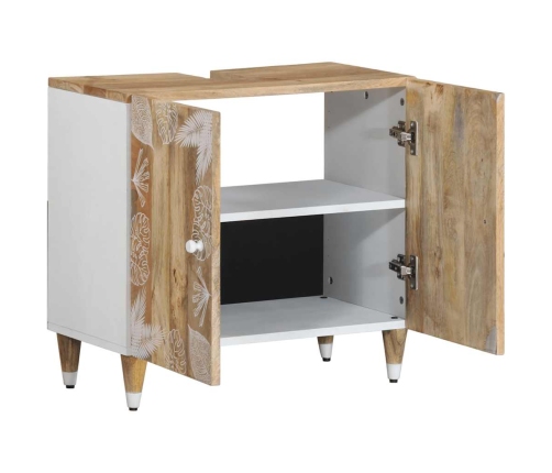 Armario de lavabo para baño madera maciza de mango 62x33x58 cm