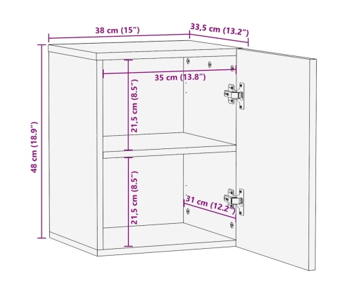Armario colgante baño madera maciza mango 38x33,5x48 cm