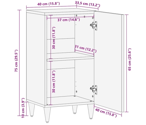 Aparador de madera maciza de mango 40x33,5x75 cm